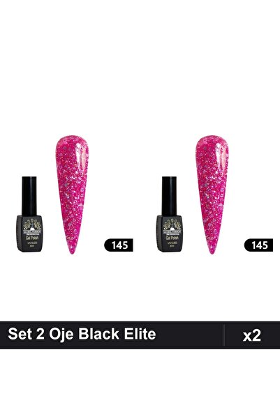 global fashion Set 2 Oje Semipermanente Black Elite 8ml, Manichiura UV/LED,