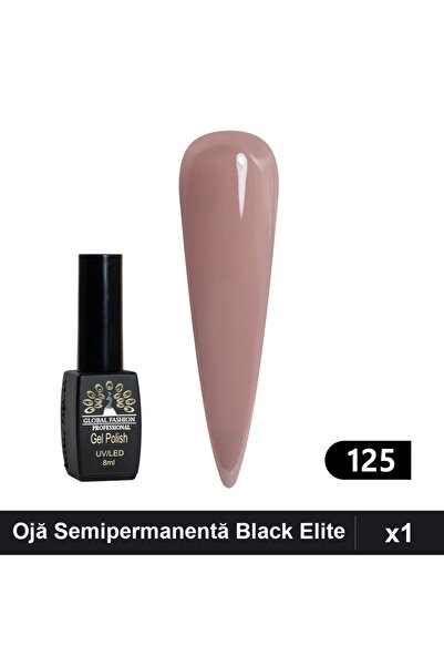 global fashion Ojă Semipermanentă Black Elite 8ml, Manichiură UV/LED,