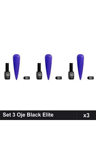 global fashion Set 3 Oje Semipermanente Black Elite 8ml, Manichiura UV/LED Pr...