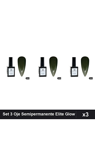 global fashion Set 3 Oje Semipermanente Elite Glow 15ml, Gel Polish UV/LED