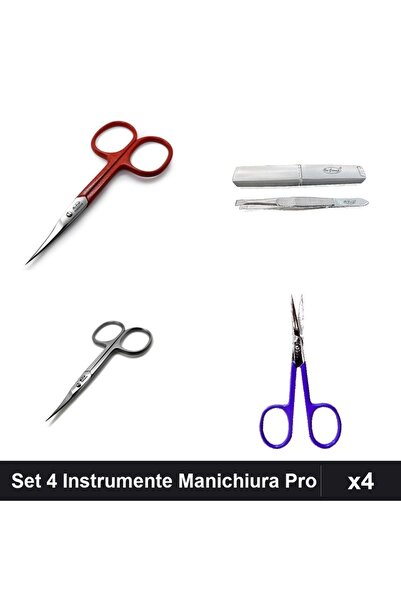 One Group Set 4 Instrumente Manichiura Profesionale, Forfecuta Cuticule & Pen...