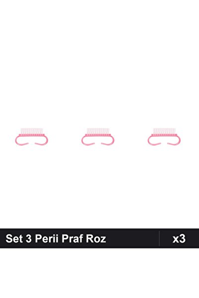 NAİLS Set 3 Perii Praf Unghii Roz, Manichiură Profesională, Curățare Nail Art
