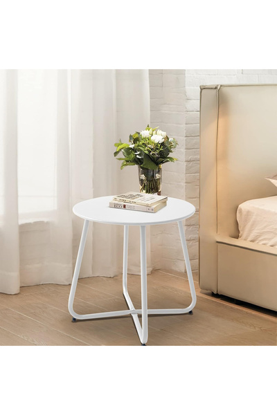 FLYPRO Outdoor Side Table for Patio, Small Outdoor End Tables with X-Shaped L...