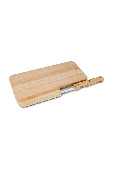 PROMİNOX Placă de tăiat mică pentru micul dejun Rominox Cena, din lemn, cu cuțit zimțat integrat, pentru gustări, 23 x 14.5 cm