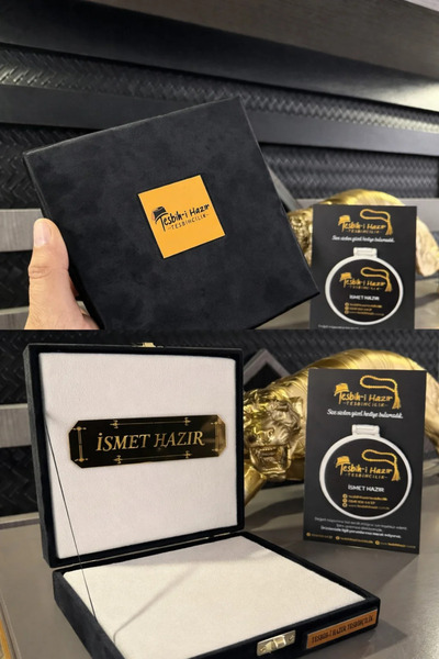 Tesbih-i Hazır Tesbihçilik Premium Kişiye Özel İsimli Siyah Kadife Kutu