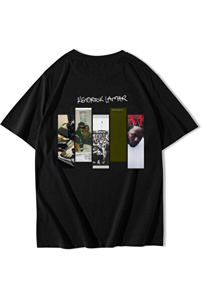 BRZ COLLECTION Tricou Kendrick Lamar unisex oversize cu imprimeu pe spate, negru