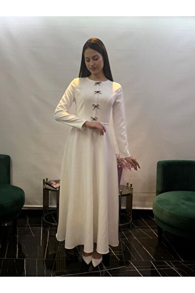 White Corner 3282 FİYONK DETAYLI ELBİSE