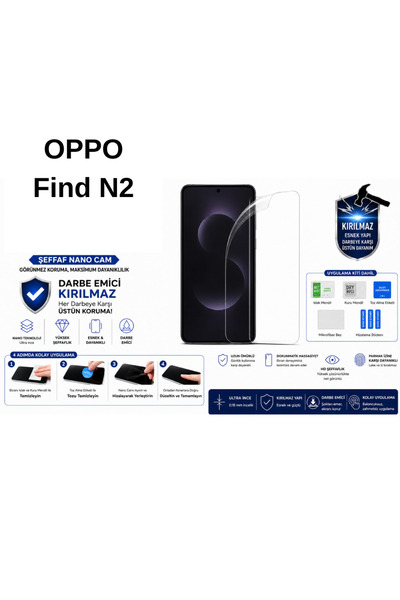 Astakos واقي شاشة شفاف متوافق مع OPPO Find N2، مقاوم للكسر وامتصاص الصدمات