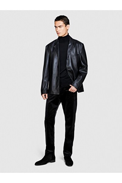 Sisley Pantaloni din catifea Regular Fit, Tricou negru pentru bărbați - 323A4...