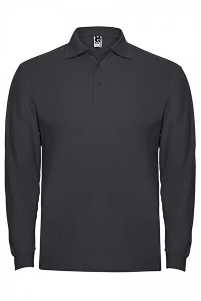 ROLY Men's long-sleeved polo shirt, 100% cotton, Estrella, dark lead