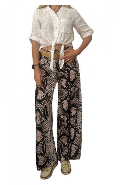 OEM Pantaloni dama cu curea casual animal print - Azara - sarpe