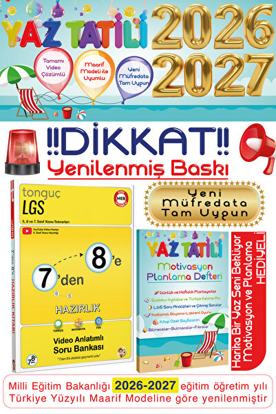 Tonguç Yayınları 7'den 8'e Yaz Tatili Hazırlık Soru Bankası Kitabı 7den 8e 7 ...