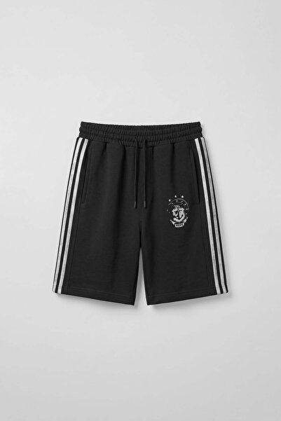 ablukaonline Men's Relaxed Fit Hope Fabric Stripe Detailed Shorts Black