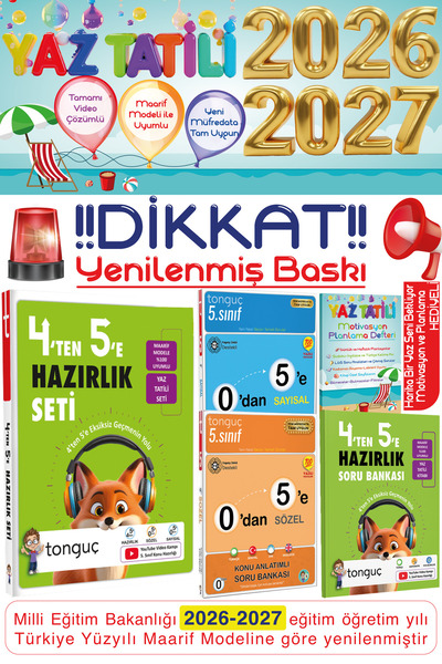 Tonguç Yayınları 4'ten 5'e Yaz Tatili Hazırlık Seti 0'dan 5'e Sayısal ve Söze...