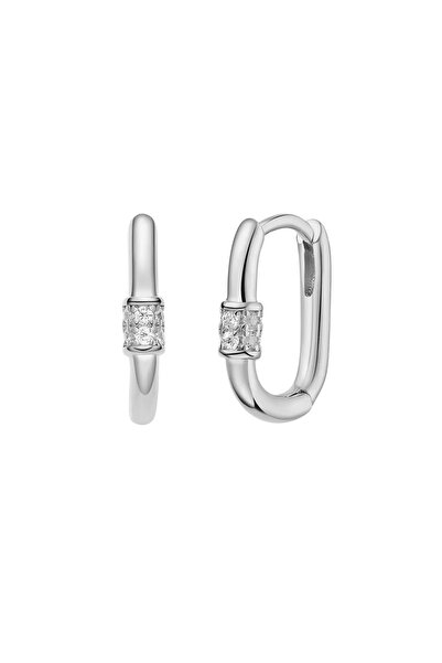 Lisa&Co. Cercei Argint Locked Links Argint placat cu rodiu / Zircon