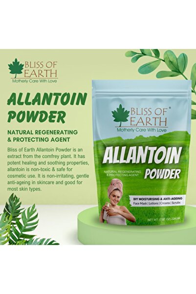 Bliss of Earth Allantoin Powder Face Mask Ingredient, 113g | Skin Soothing Cosmetic Powder, High Purity Formula