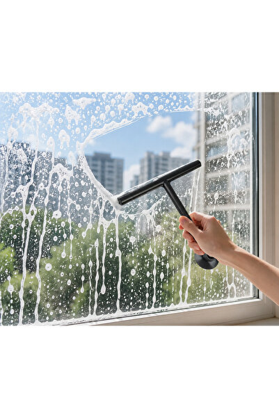 OEM Window squeegee with handle and suction cup, grey