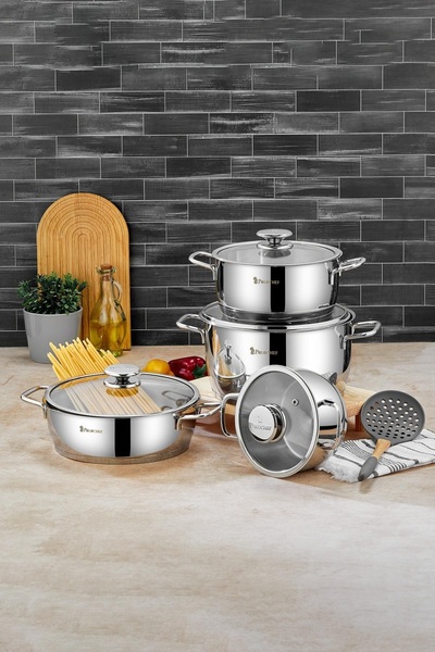 Cosiness Steel 8 Piece Cookware Set - Silver