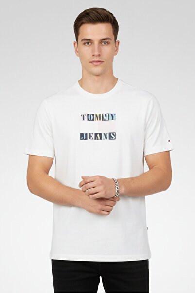 Tommy Hilfiger Men Regular Fit Brand Logo Short Sleeve T-Shirt, White