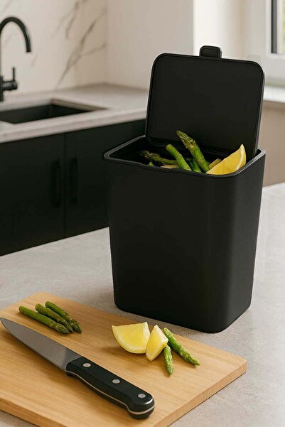 Prima Nova Primanova Flip Bathroom Kitchen Countertop Trash Can - Black