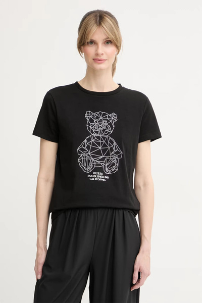 Guess Tricou negru pentru femei Romy Regular Fit V6GI12K3325-JBLK