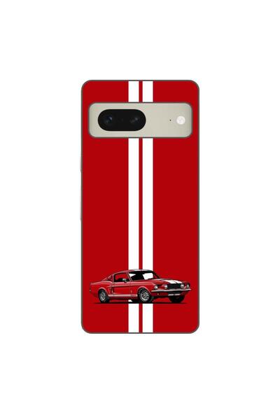 OEM Husa compatibila cu Google Pixel 8 Silicon Gel Tpu Model Red Mustang