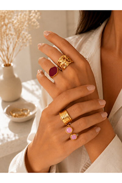 Girift Vintage Hovira Gold 4 Piece Stone Rings