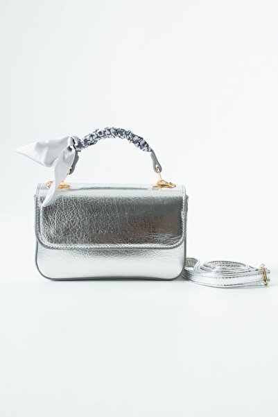 DEV 3 ADAM Silver Scarf Box Model Hand Shoulder and Crossbody Women's Bag