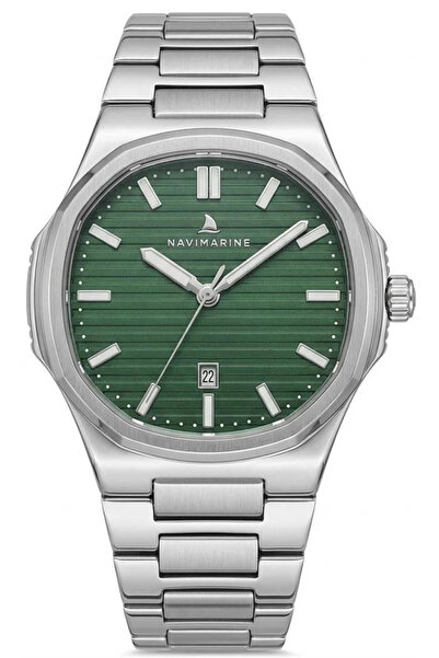 Navimarine Nvm129-A10 Men's Wristwatch Green Dial Silver Steel Band Minimalis...