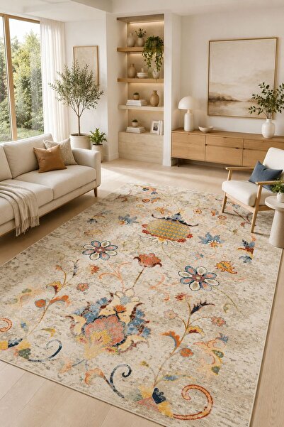 Colorful Carpet Living Room Carpet Machine Washable Anti-Slip Base Carpet