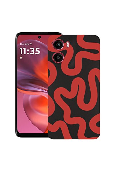 bestcase ¬Æ Husa pentru Motorola Moto E15 / Moto G05, Red Abstract Line, Slim...
