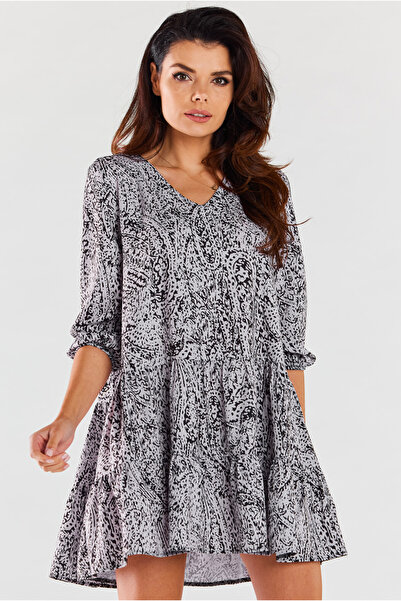 Awama Women's dress, Awama, Polyester, Black/White, L/XL