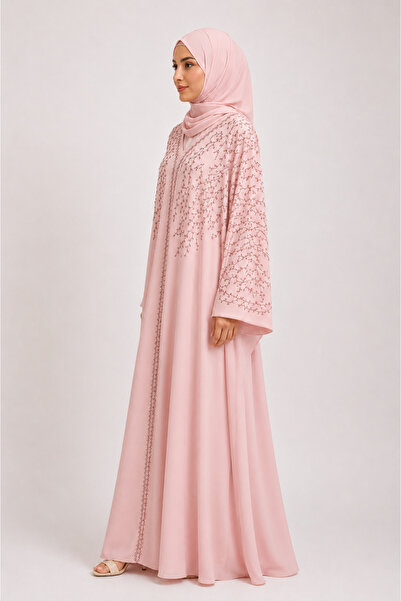 Ophelia Blush Vine Elegance Abaya with Matching Hijab – Eid Collection Promo