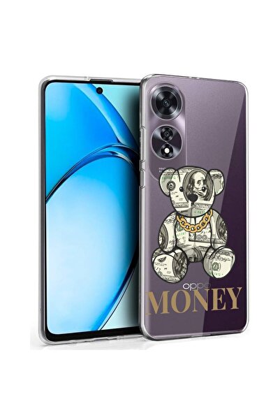 bestcase Калъф за OPPO A60 4G, Прозрачен силиконов 2ММ, Мече с пари, Противоу...