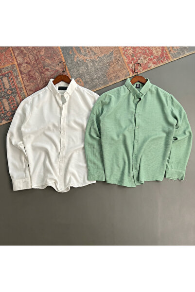 viperkombin Men's Regular Sofia Linen Blend Shirt Set of 2