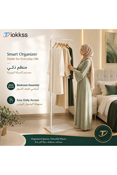 Tiokkss White Clothes Rack, 170cm Freestanding Garment Rack with 30cm Top Bar...