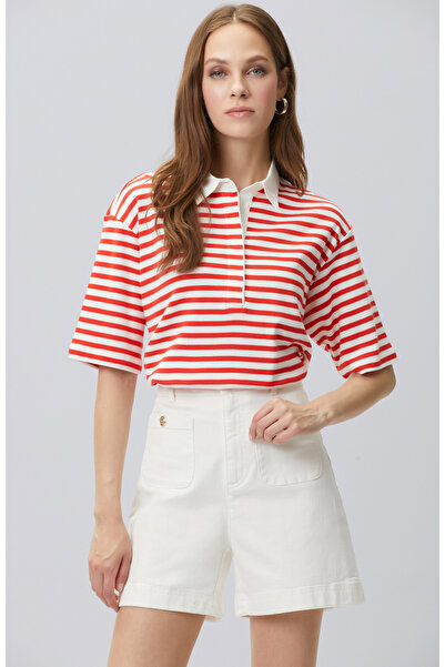 Network Kırmızı Beyaz Çizgili Polo T-shirt
