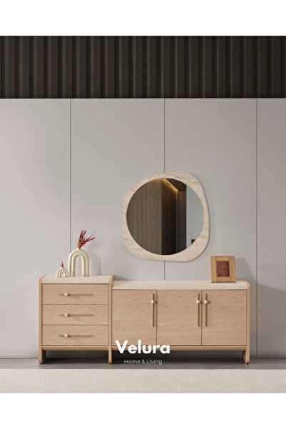Velura Home & Living Defne Konsol - Naturel Meşe (Ayna Dahil)
