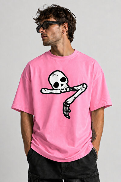 ArtYus Tricou oversize unisex cu imprimeu Dertli Skeleton – Tricou casual din...