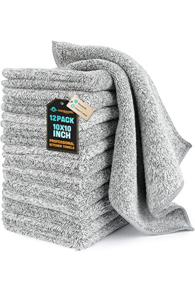 Arabest 12 Pack Microfiber Dish Towels,Super Absorbent,Lint-Free,10 x 10 Inch...