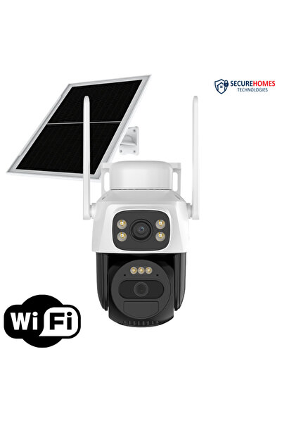OEM Cameră Supraveghere Duală WiFi SecureHomes cu 2 Lentile 3MP,Panou Solar 8...