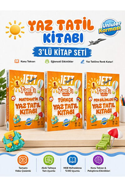 Ünlüler Karması JETT 7'DEN 8'E (TÜRKÇE-MATEMATİK-FEN BİLİMLERİ) YAZ TATİL KİT...