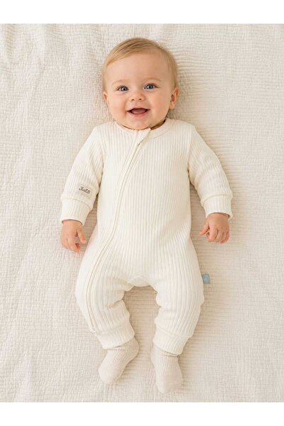 Pambuliq Unisex Corded Long Sleeve Zippered Baby Romper