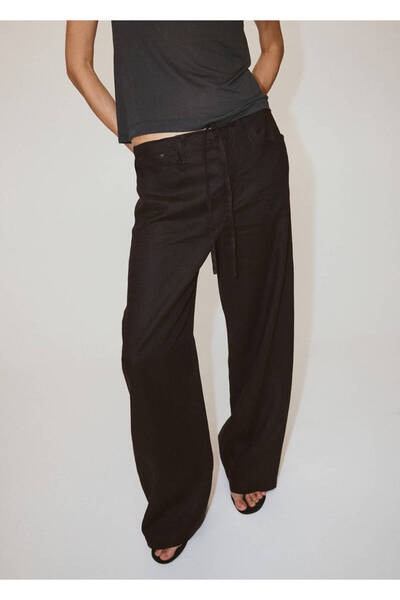 MANGO Woman Fiyonklu keten pantolon