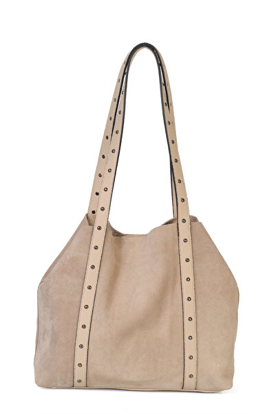 Ysmn Genuine Leather Suede Staple Detailed Women's Shoulder Bag Yc 012075 Hsd