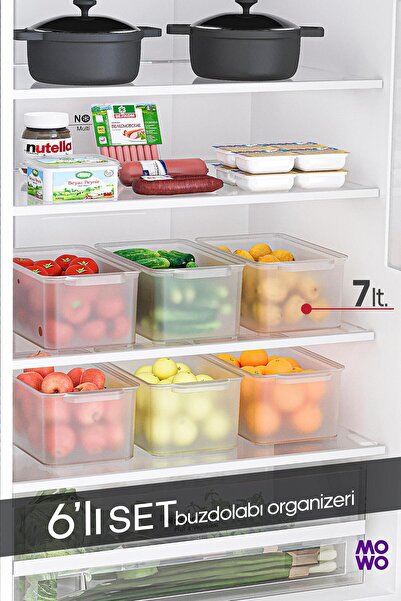 Mowo Home 6 Pieces 7 Liter Refrigerator Organizer, Kitchen Organizer, Bathroo...