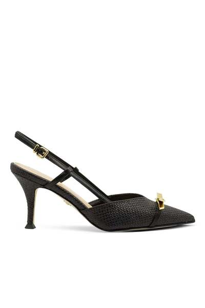 Vario Wicker Textured Stiletto Women's Shoes 040 Nero (Black)