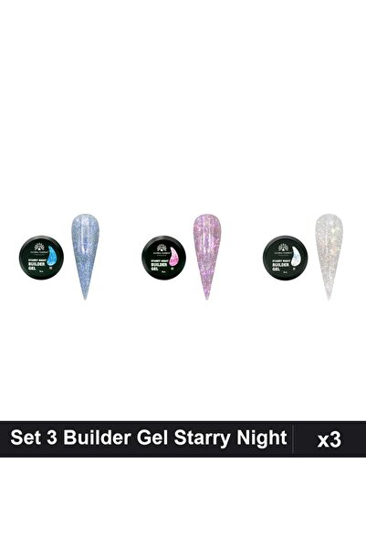 global fashion Set 3 Starry Night Builder Gel 15g - Nr.01, Nr.02, Nr.03