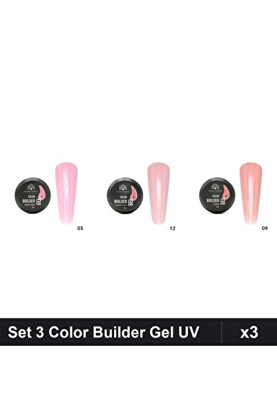 global fashion Set 3 Color Builder Gel UV 15g - Nr.05, Nr.12, Nr.09