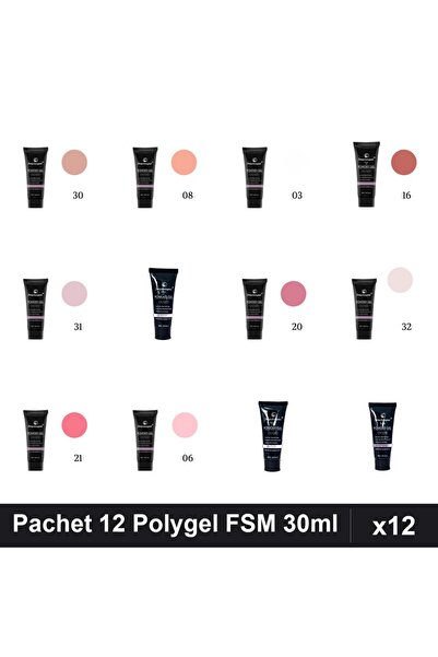 FSM Set 12 Polygel 30ml - Nr.03, Nr.06, Nr.08, Nr.15, Nr.16, Nr.17, Nr.20, Nr...